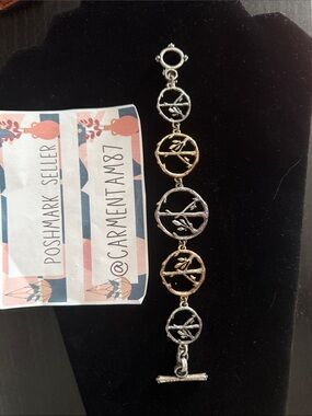 Lucky Brand Two-Tone Bird Link Bracelet in Gold and Silver